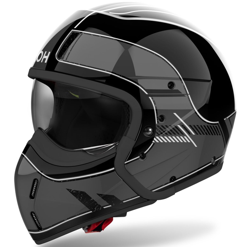 Modulaarinen moottoripyöräkypärä Airoh J110 Raster kiiltävä tummanharmaa