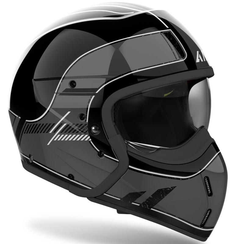 Modulaarinen moottoripyöräkypärä Airoh J110 Raster kiiltävä tummanharmaa