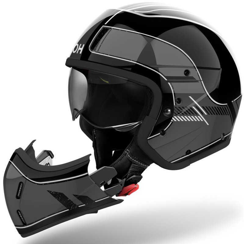 Modulaarinen moottoripyöräkypärä Airoh J110 Raster kiiltävä tummanharmaa