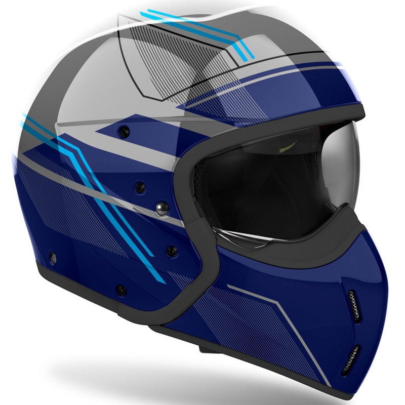 Modulaarinen moottoripyöräilykypärä Airoh J110 Slim Kiiltävä sininen