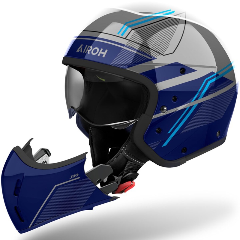 Modulaarinen moottoripyöräilykypärä Airoh J110 Slim Kiiltävä sininen