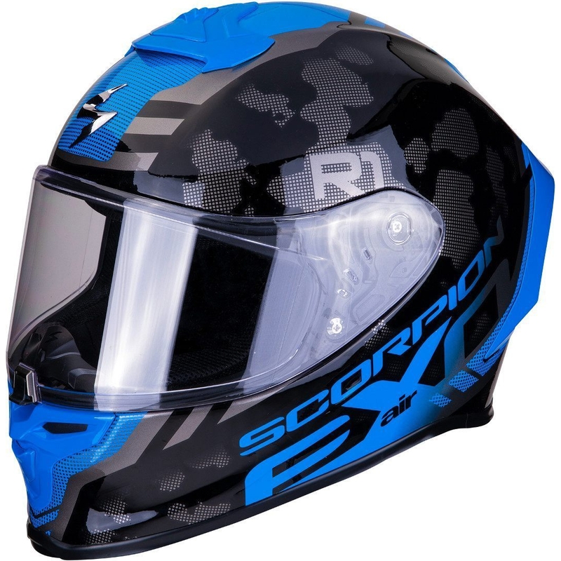 Integrální přilba Scorpion EXO-R1 Air Ogi stříbrno-modrá