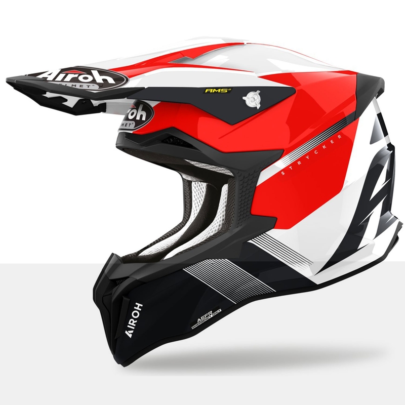 Motocross kypärä Airoh Strycker Blazer punainen - laatu II - II. laatu