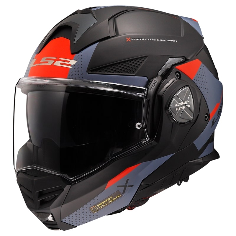 Flip-up moottoripyöräilykypärä LS2 FF901 Advant X Oblivion musta-sininen-punainen - Luokka II - II. laatu
