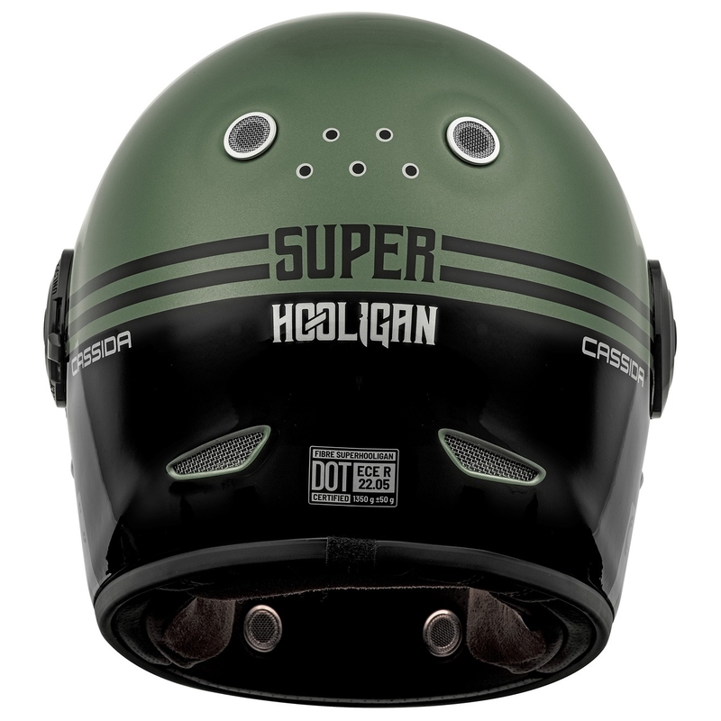 Integroitu moottoripyöräilykypärä Cassida Fibre Super Hooligan mustavihreä - luokka II