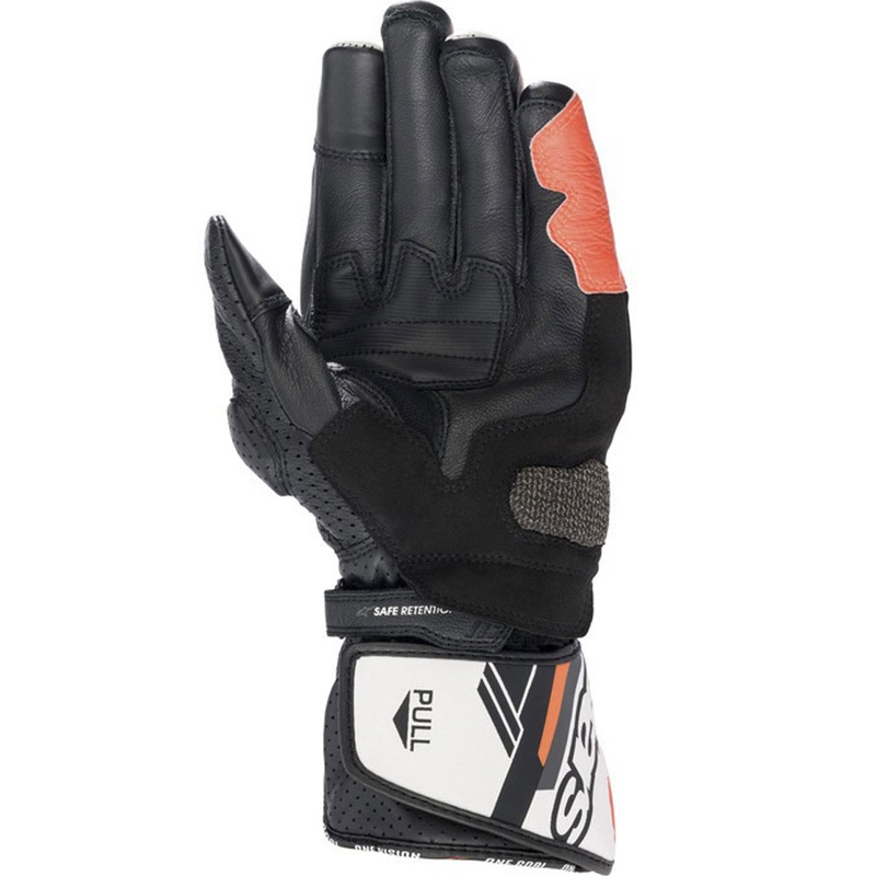 Alpinestars SP-8 valkoinen-fluo-punainen-musta moottoripyöräilykäsineet
