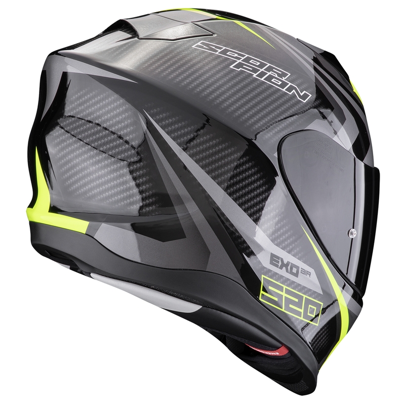 Integraalinen moottoripyöräilykypärä Scorpion EXO-520 EVO AIR TERRA musta-hopea-keltainen fluo alennusmyynti