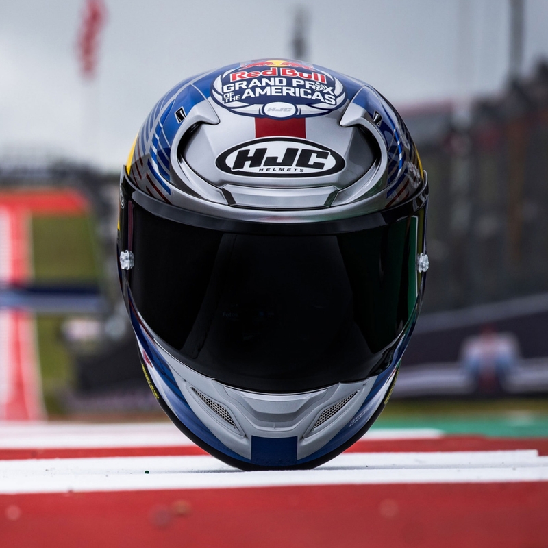 Integroitu moottoripyöräkypärä HJC RPHA 12 Red Bull Austin GP II MC21 siniharmaa
