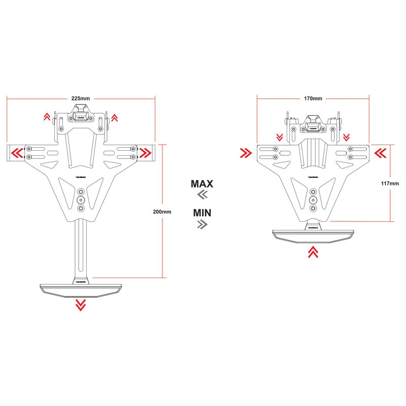 Rekisterikilven pidike valolla Highsider Akron RS PRO Ducati musta