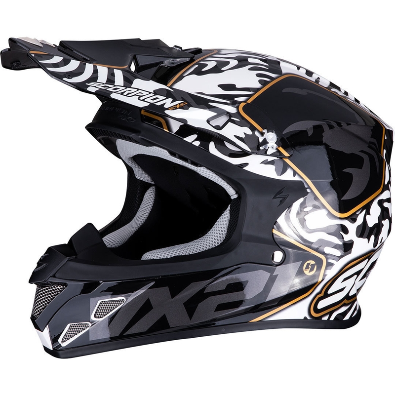 Motocross kypärä Scorpion VX-21 Air Gnarly musta ja valkoinen