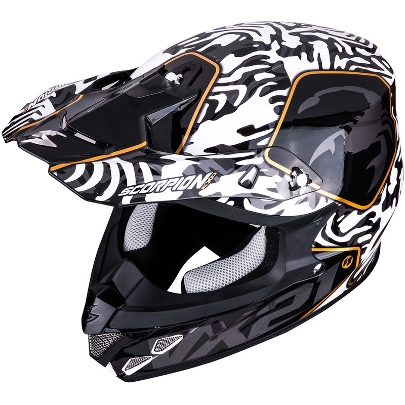 Motocross kypärä Scorpion VX-21 Air Gnarly musta ja valkoinen