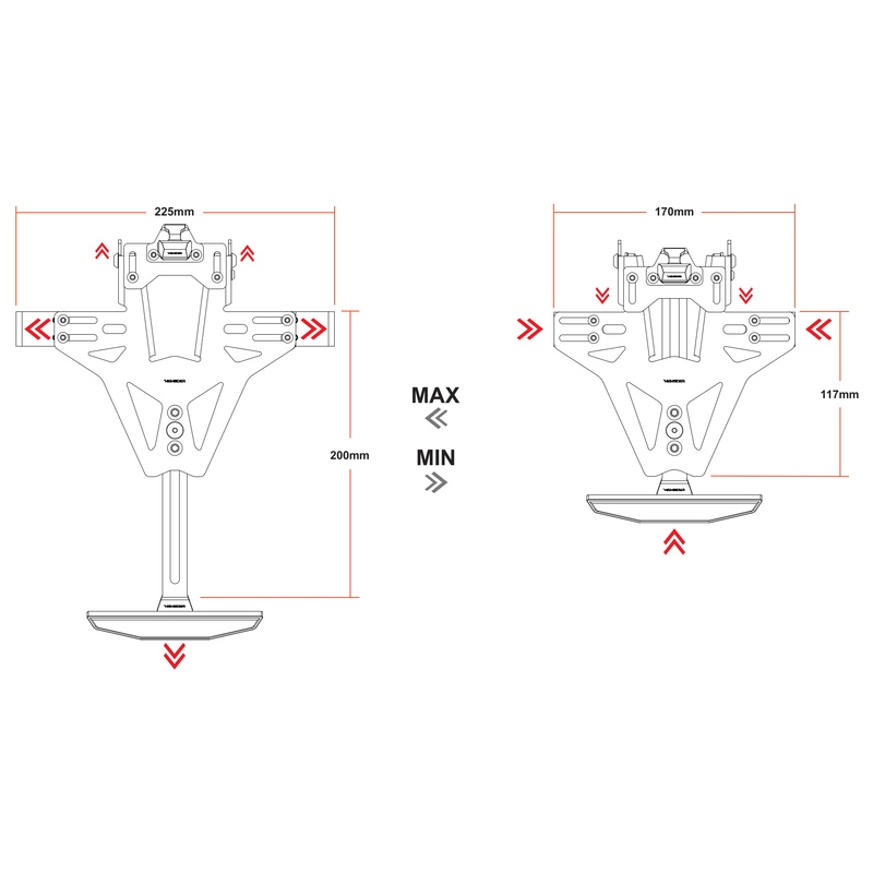 Rekisterikilvenpidike valolla Highsider Akron RS PRO Kawasaki Ninja, Z750, Z1000 musta