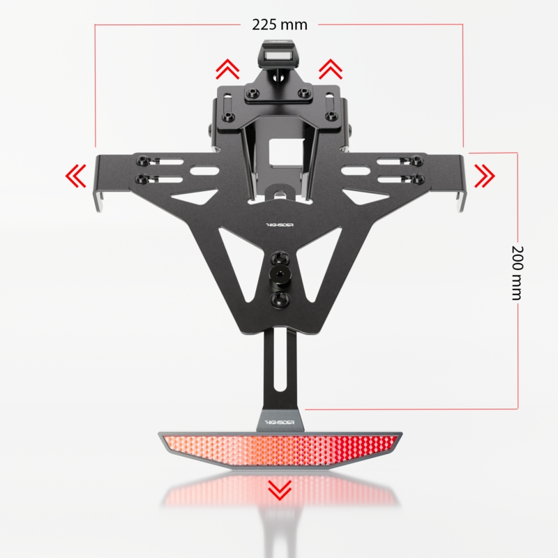 Rekisterikilven pidike valolla Highsider Akron RS PRO Yamaha MT-125 musta