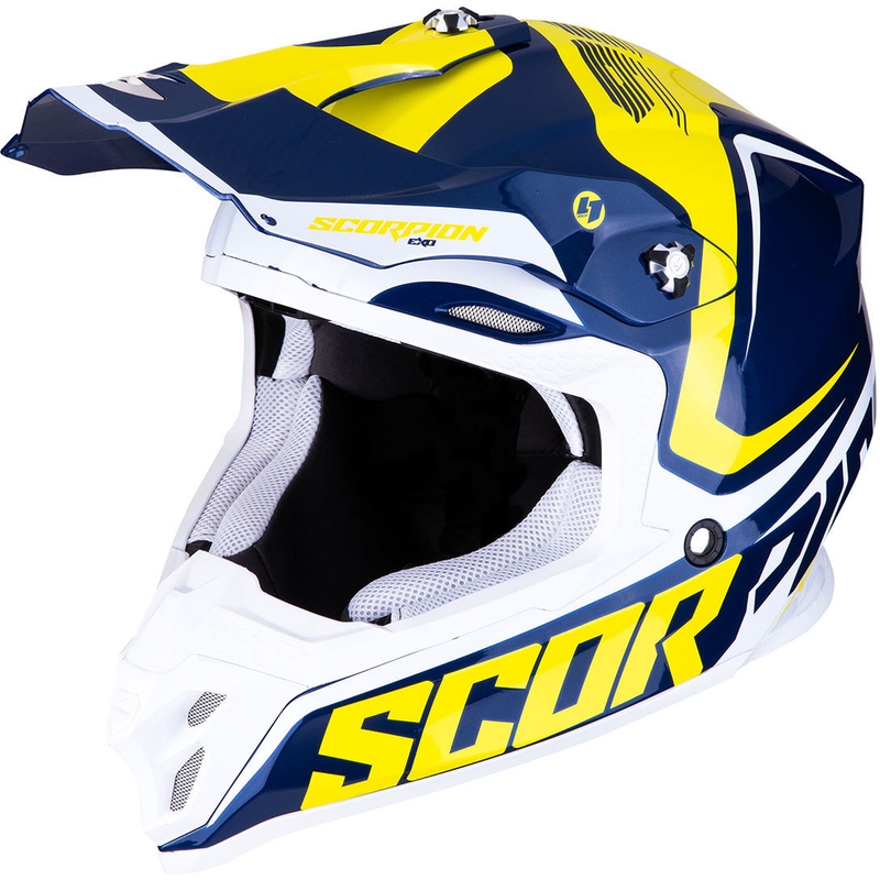 Motokrosová přilba Scorpion VX-16 Air Ernee modro-žluto-bílá