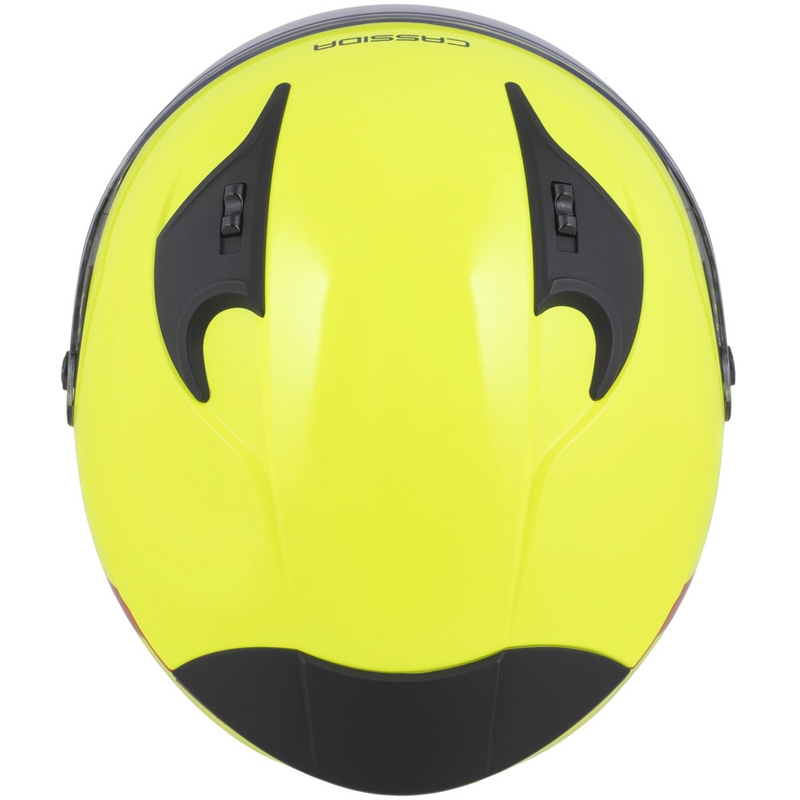 Cassida Reflex 2.0 Safety fluo keltainen-punainen-harmaa-hopeaheijastava hopea avoin moottoripyöräilykypärä