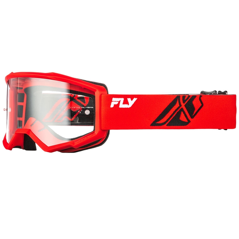 Motocross lasit Fly Racing Focus punamusta kirkkaalla pleksillä Fly Racing Focus punamusta punamusta kirkas pleksi