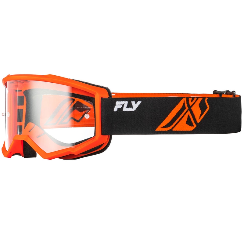Lasten motocrosslasit FLY Racing Focus musta-oranssi II kirkkaalla pleksillä varustettuna