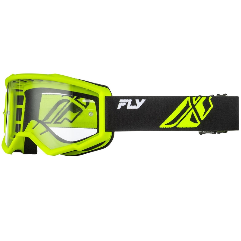 Lasten motocrosslasit Fly Racing Focus musta-fluo-vihreä kirkkaalla pleksillä Fly Racing Focus musta-fluo-vihreä kirkas pleksi