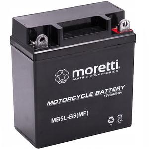 Huoltovapaa geeliakku Moretti MB5L-BS, 12V 5Ah ilman jännitemittaria.