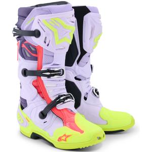 Alpinestars Tech 10 Supervented purppura-fluo-kelta-vaaleanpunainen moottoripyörä saappaat