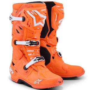 Alpinestars Tech 10 Supervented fluo oranssi-musta-valkoinen moottoripyörä saappaat