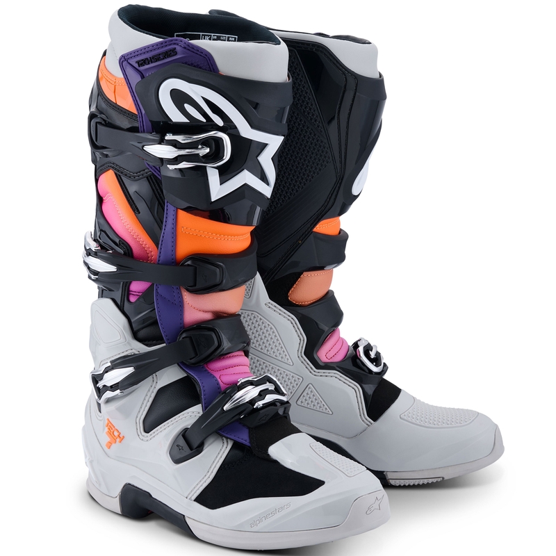 Alpinestars Tech 7 Musta-Kirkkaanharmaa-Fluo-oranssi-Gradient Moottoripyöräilykengät