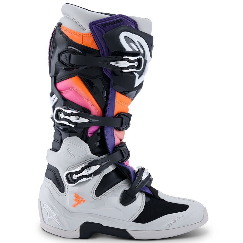 Alpinestars Tech 7 Musta-Kirkkaanharmaa-Fluo-oranssi-Gradient Moottoripyöräilykengät