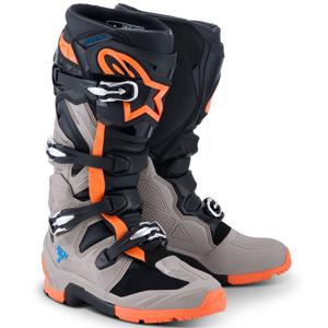 Alpinestars Tech 7 Enduro Musta-Tummanharmaa-Fluo-oranssi Moottoripyöräilykengät