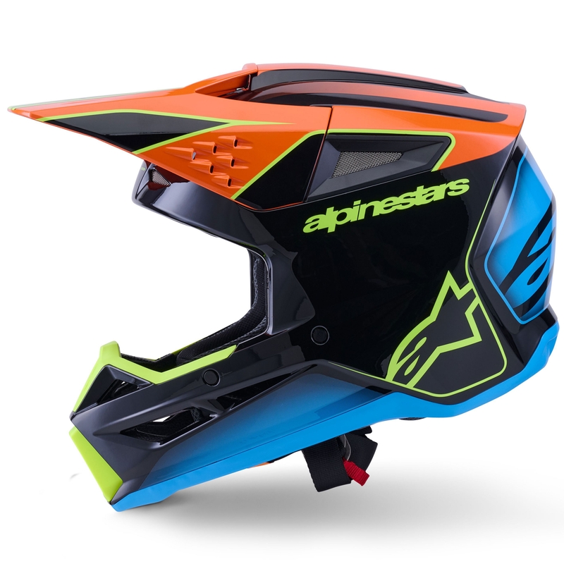 Alpinestars S-M3 Fray Motocross kypärä musta-fluo oranssi-fluo keltainen-turkoosi