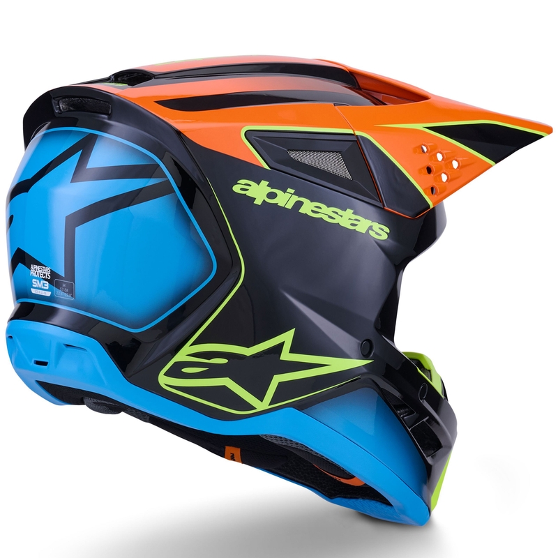Alpinestars S-M3 Fray Motocross kypärä musta-fluo oranssi-fluo keltainen-turkoosi