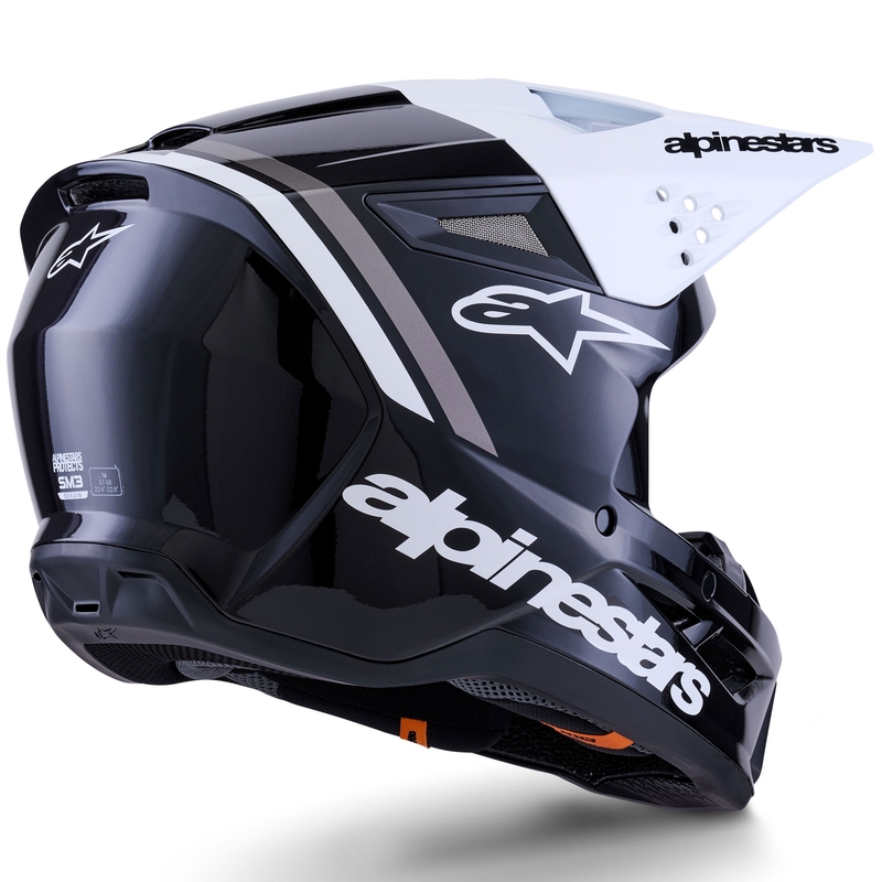Alpinestars S-M3 Radium motocross kypärä musta, valkoinen ja harmaa