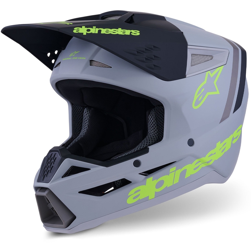 Alpinestars S-M3 Radium motocrossikypärä mattaharmaa-fluo keltainen-musta