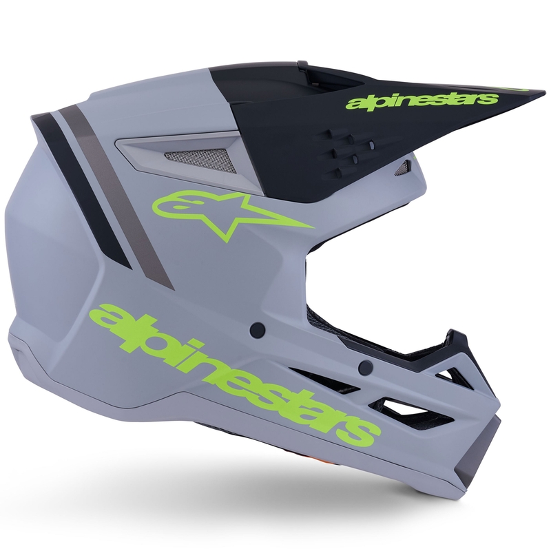 Alpinestars S-M3 Radium motocrossikypärä mattaharmaa-fluo keltainen-musta