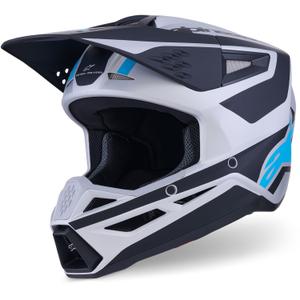 Alpinestars S-M3 Heat motocross kypärä hopea-sininen-musta matta musta