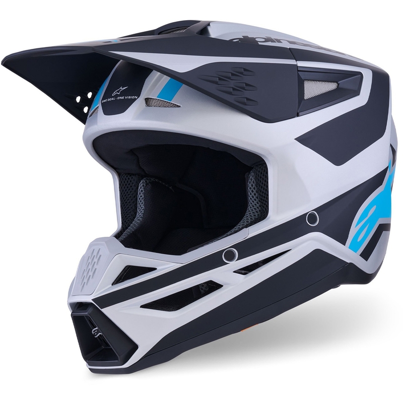 Alpinestars S-M3 Heat motocross kypärä hopea-sininen-musta matta musta