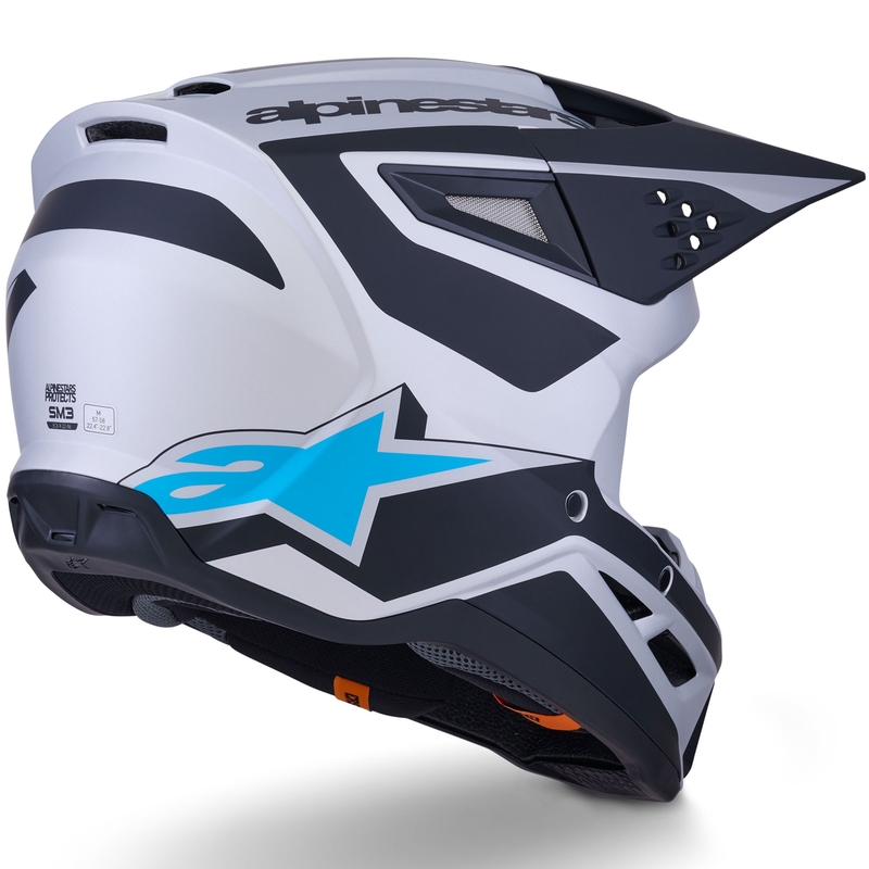 Alpinestars S-M3 Heat motocross kypärä hopea-sininen-musta matta musta