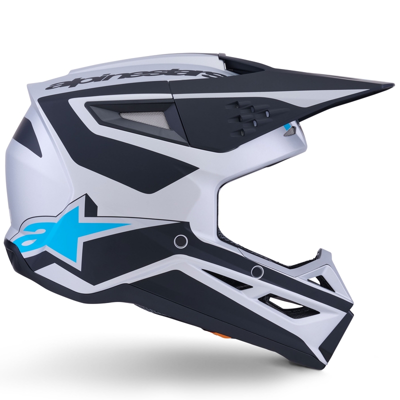 Alpinestars S-M3 Heat motocross kypärä hopea-sininen-musta matta musta