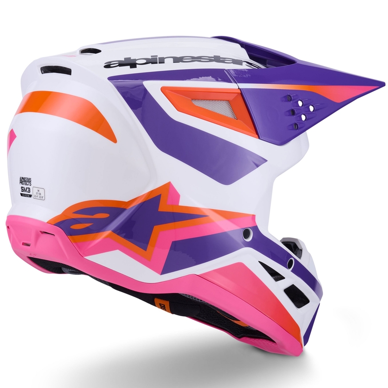 Alpinestars S-M3 Heat motocross kypärä valkoinen-violetti-pinkki