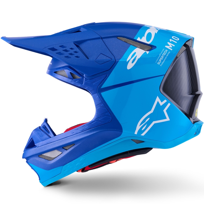 Alpinestars Supertech S-M10 Flood Motocross kypärä sininen helmiäisvalo sininen-musta-hiili-matti-kiiltävä-kiiltävä