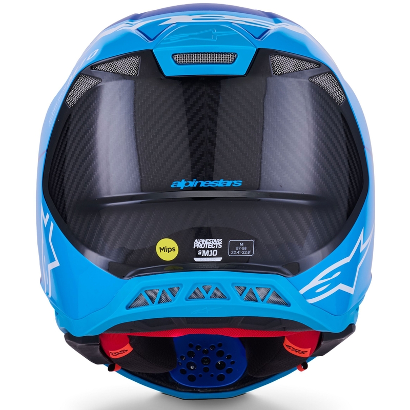 Alpinestars Supertech S-M10 Flood Motocross kypärä sininen helmiäisvalo sininen-musta-hiili-matti-kiiltävä-kiiltävä