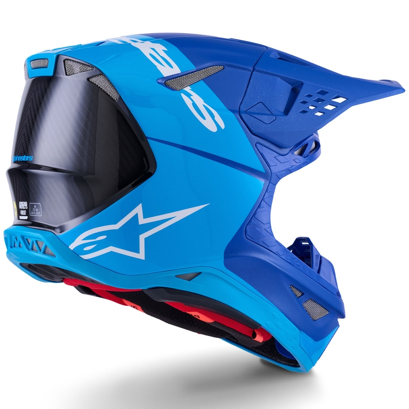 Alpinestars Supertech S-M10 Flood Motocross kypärä sininen helmiäisvalo sininen-musta-hiili-matti-kiiltävä-kiiltävä