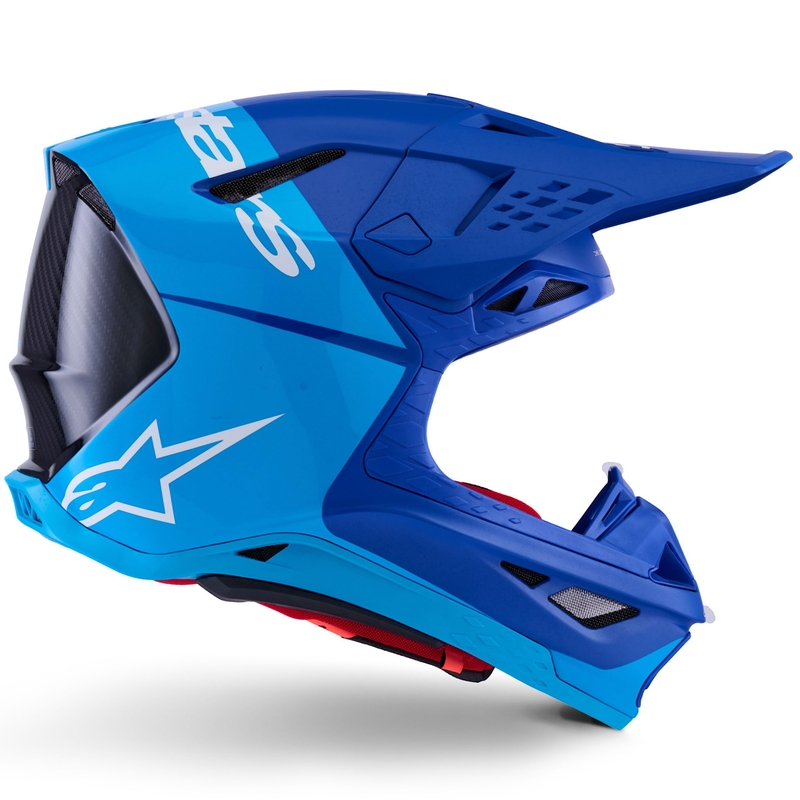 Alpinestars Supertech S-M10 Flood Motocross kypärä sininen helmiäisvalo sininen-musta-hiili-matti-kiiltävä-kiiltävä