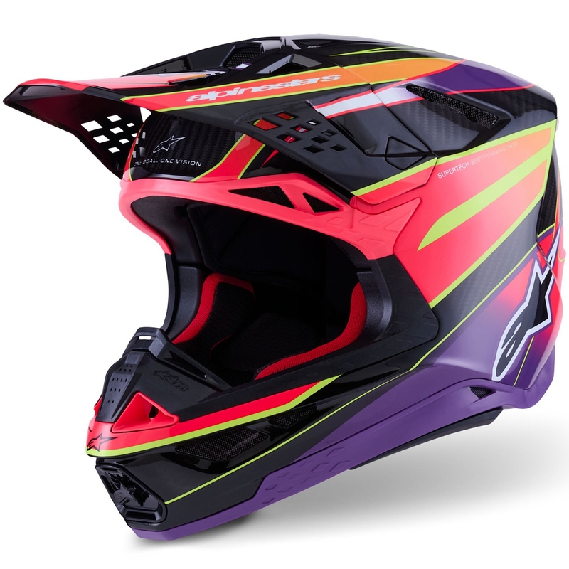Alpinestars Supertech S-M10 Era vaaleanpunainen-violetti-keltainen motocross-kypärä