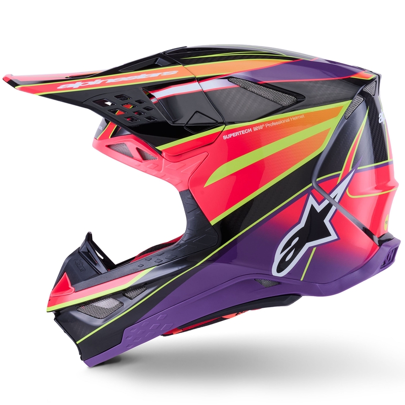 Alpinestars Supertech S-M10 Era vaaleanpunainen-violetti-keltainen motocross-kypärä