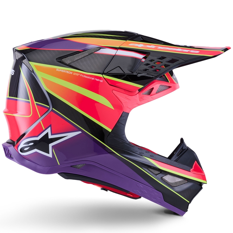 Alpinestars Supertech S-M10 Era vaaleanpunainen-violetti-keltainen motocross-kypärä