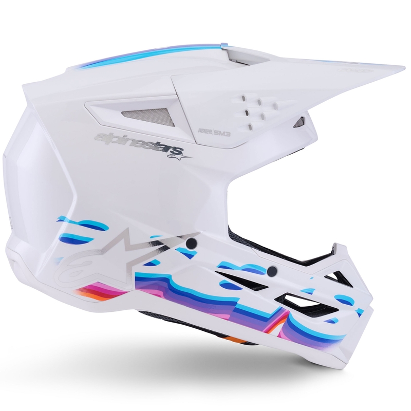 Alpinestars S-M3 Force motocross kypärä valkoinen-keltainen-vaaleanpunainen-violetti