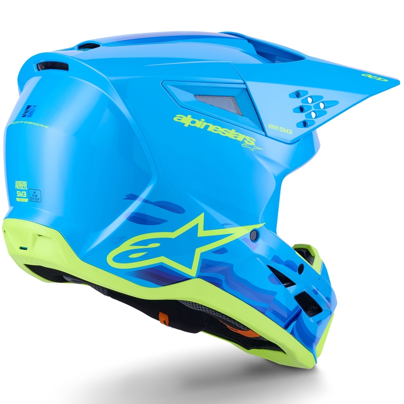 Alpinestars S-M3 Force sini-fluo-keltainen motocross-kypärä