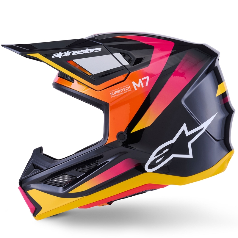 Alpinestars SM7 Rise motocross kypärä musta-keltainen-fluo vaaleanpunainen