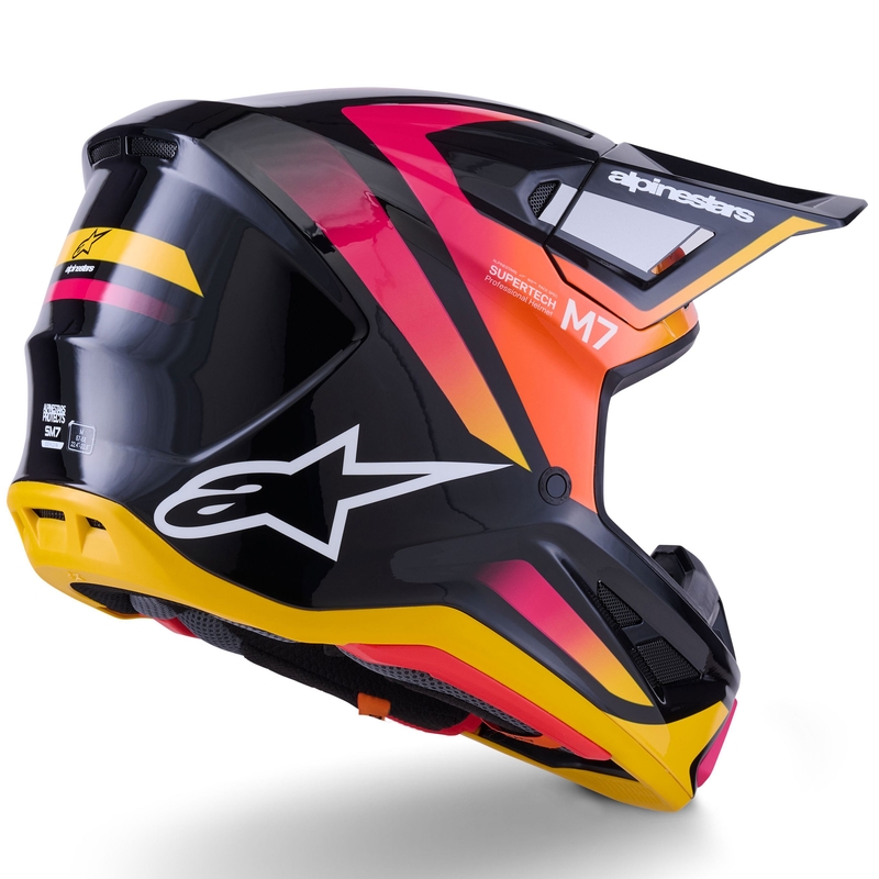 Alpinestars SM7 Rise motocross kypärä musta-keltainen-fluo vaaleanpunainen