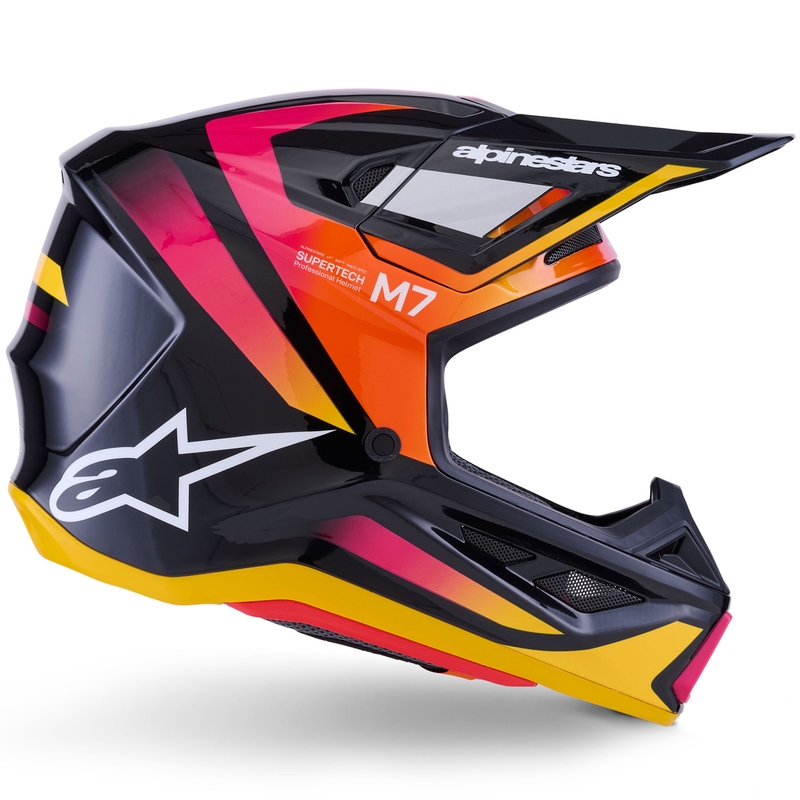 Alpinestars SM7 Rise motocross kypärä musta-keltainen-fluo vaaleanpunainen
